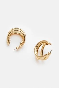Karen Millen Gold Plated Layered Hoop Earrings