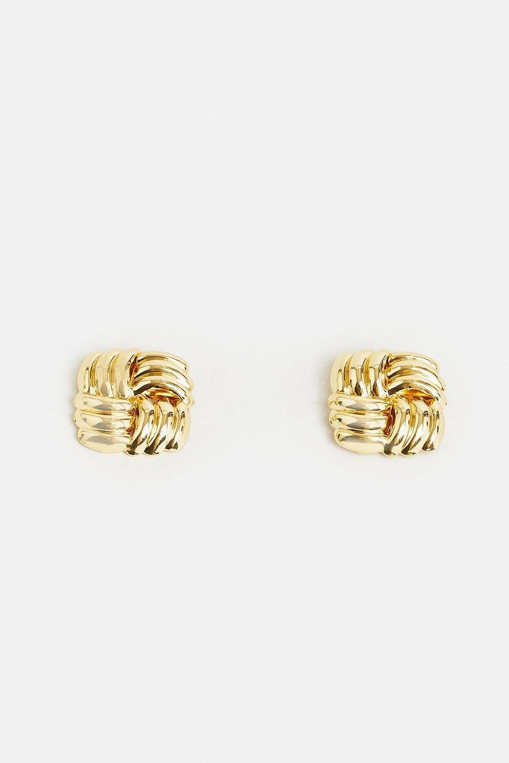 Karen Millen Gold Plated Quilted Stud Earrings 5 Karen Millen Gold Plated Quilted Stud Earrings - Image 3