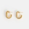 Karen Millen Gold Plated Rectangle Diamante Hoop Earrings -Karen Millen shop gold plated rectangle diamante hoop earrings