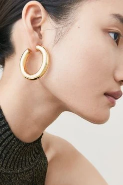 Karen Millen Gold Plated Timeless Hoop Earrings -Karen Millen shop gold plated timeless hoop earrings 3