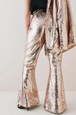Karen Millen Plus Size Sequin Tailored Flared Trouser -Karen Millen shop gold plus size sequin tailored flared trouser 2