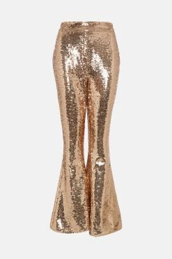 Karen Millen Sequin Tailored Flared Trouser -Karen Millen shop gold sequin tailored flared trouser 2