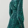Karen Millen Animal Georgette Woven Shirt Mini Dress -Karen Millen shop green animal georgette woven shirt mini dress