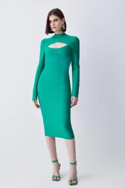 Karen Millen Bandage Cut Out Detail Midi Dress -Karen Millen shop green bandage cut out detail midi dress 3