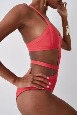 Karen Millen Bandage Strappy Cross Front Swimsuit