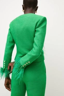 Karen Millen Boucle Feather Collarless Jacket