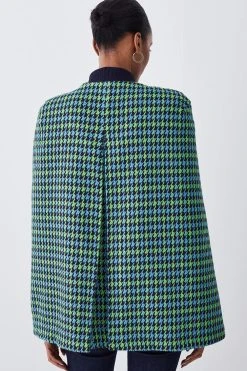 Karen Millen Colourpop Check Wool Blend Cape Coat 11 Karen Millen Colourpop Check Wool Blend Cape Coat -Karen Millen shop green colourpop check wool blend cape coat 1 4