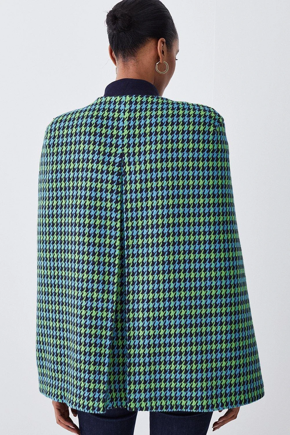 Karen Millen Colourpop Check Wool Blend Cape Coat 7 Karen Millen Colourpop Check Wool Blend Cape Coat - Image 5
