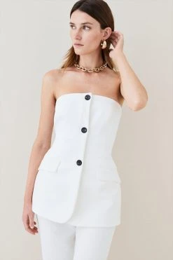 Karen Millen Compact Stretch Button Bodice Jumpsuit -Karen Millen shop green compact stretch button bodice jumpsuit 5