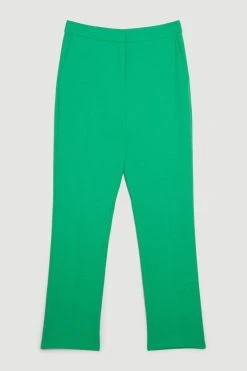Karen Millen Compact Stretch Tailored Straight Leg Trousers -Karen Millen shop green compact stretch tailored straight leg trousers 2