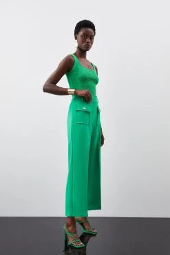 Karen Millen Compact Stretch Turn Lock Crop Trouser