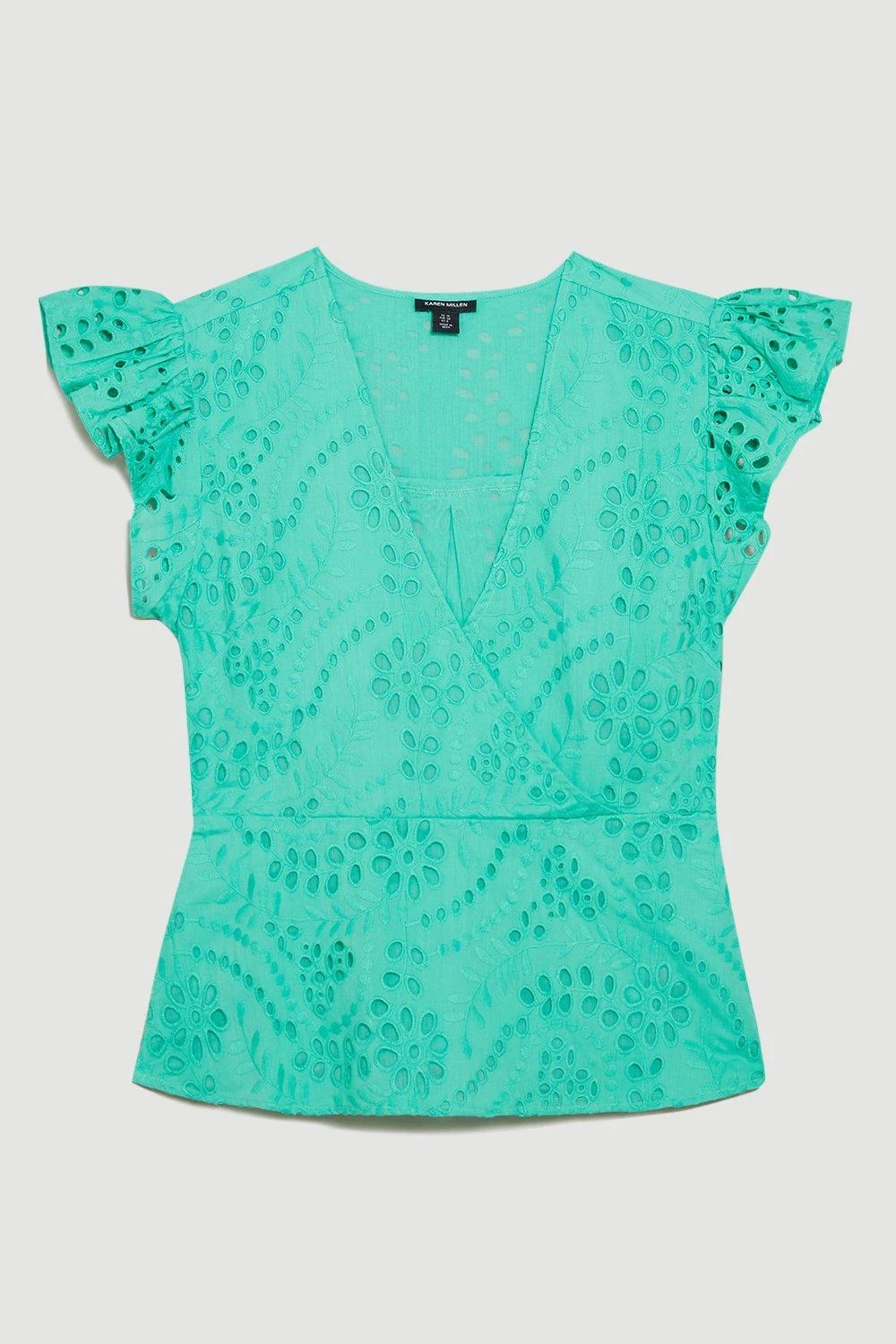 Karen Millen Cotton Broderie Ruffle Sleeve Top 5 Karen Millen Cotton Broderie Ruffle Sleeve Top - Image 3