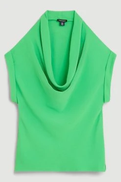 Karen Millen Cowl Neck Woven Crepe Top