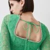 Karen Millen Diamante Trim And Lace Mini Dress -Karen Millen shop green diamante trim and lace mini dress