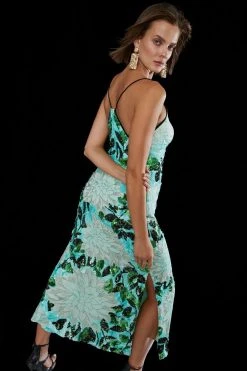 Karen Millen Floral Embroidery And Embellished Slip Dress -Karen Millen shop green floral embroidery and embellished slip dress 2