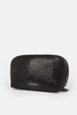 Karen Millen Large Leather Make Up Bag -Karen Millen shop green large leather make up bag 2