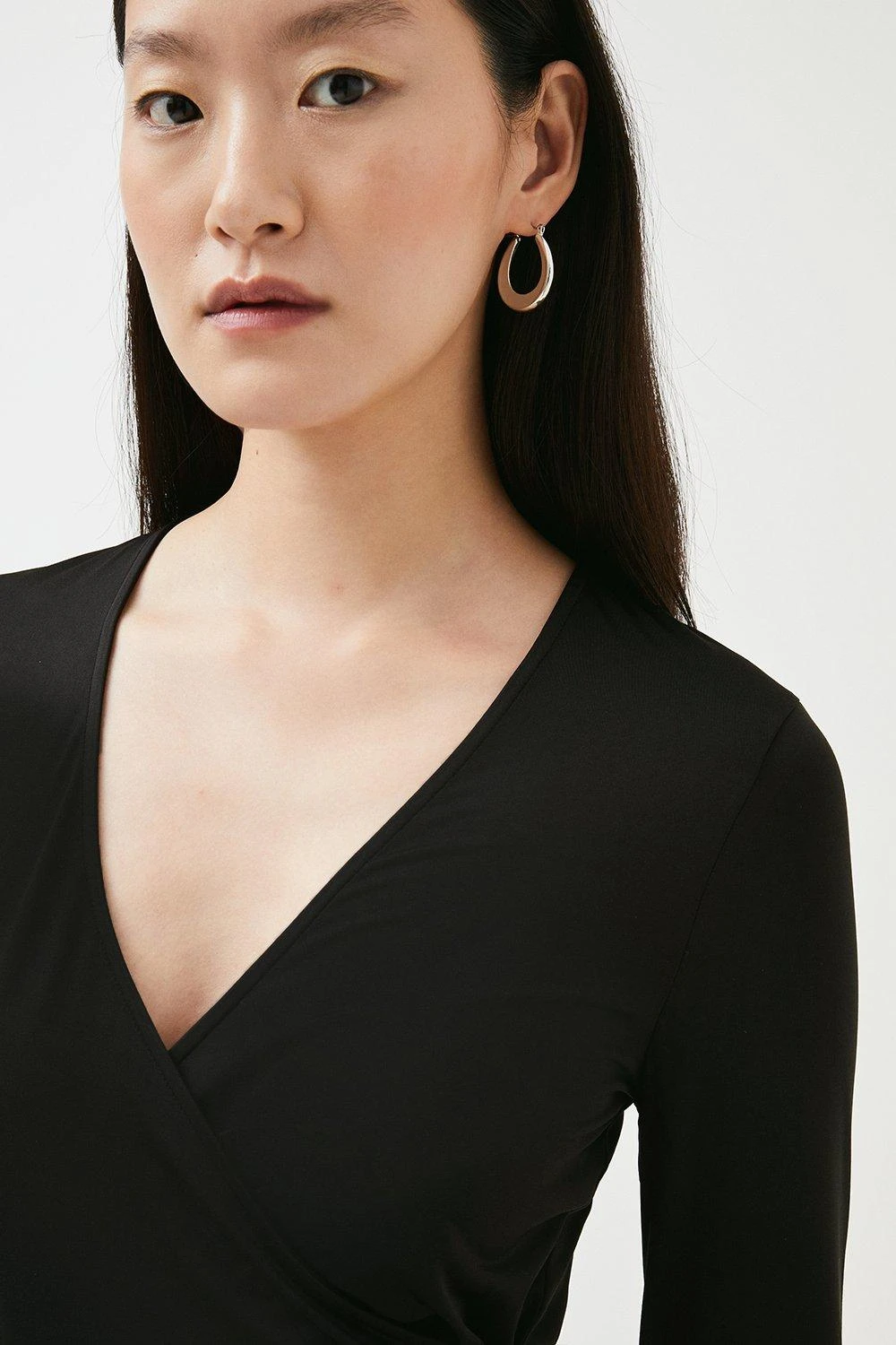 Karen Millen Long Sleeve Jersey Wrap Top 3 Karen Millen Long Sleeve Jersey Wrap Top