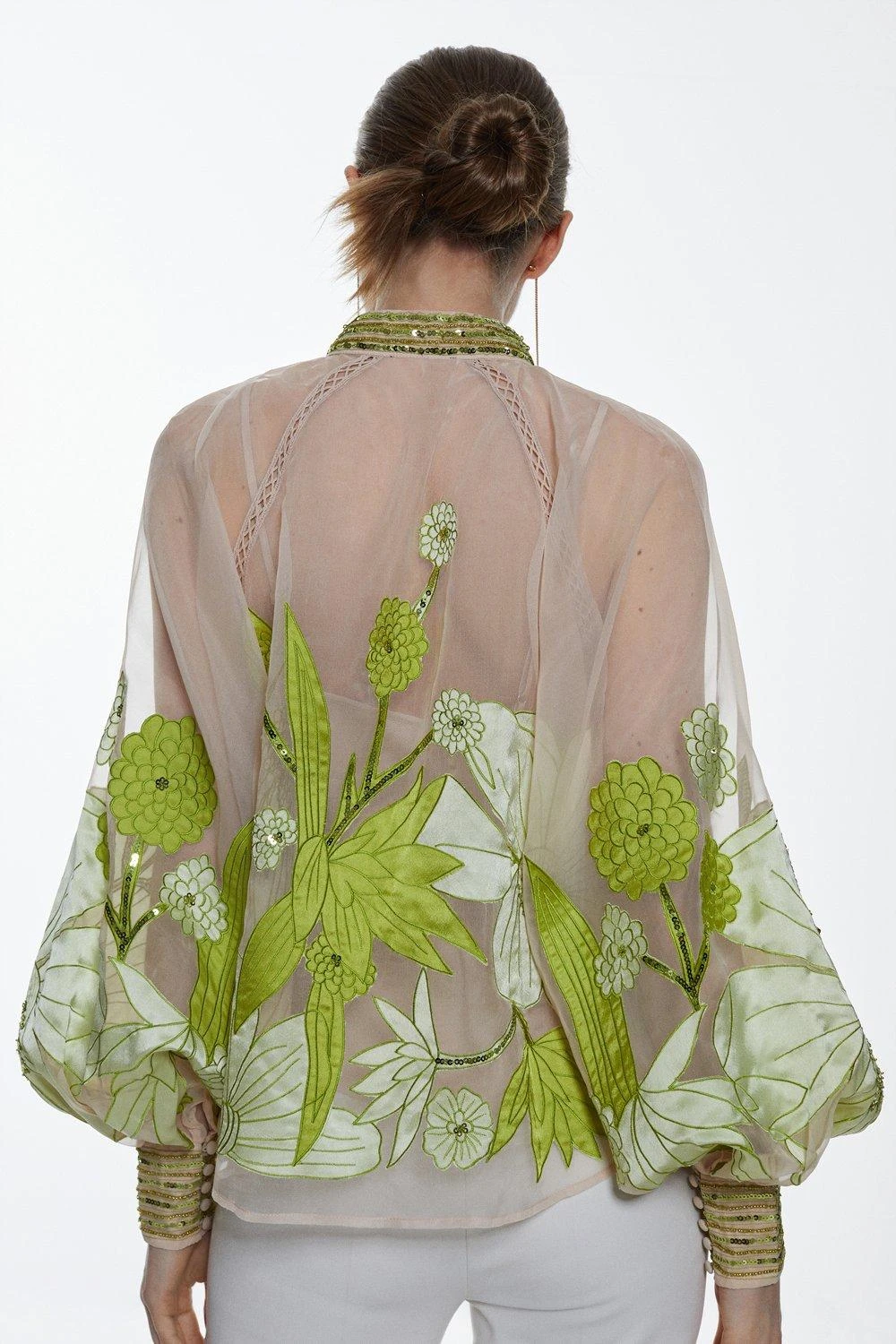 Karen Millen Organdie Applique Buttoned Woven Blouse 7 Karen Millen Organdie Applique Buttoned Woven Blouse - Image 5