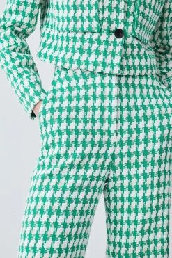 Karen Millen Petite Check Tweed High Waist Wide Leg Trousers