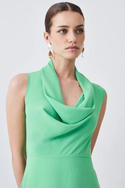 Karen Millen Petite Cowl Neck Woven Crepe Midi Dress -Karen Millen shop green petite cowl neck woven crepe midi dress 3
