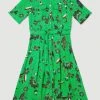 Karen Millen Petite Floral Batik Premium Linen Woven Shirt Dress -Karen Millen shop green petite floral batik premium linen woven shirt dress
