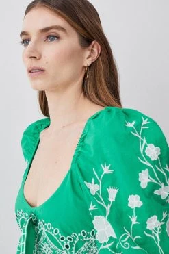 Karen Millen Petite Floral & Geo Embroidered Woven Jumpsuit