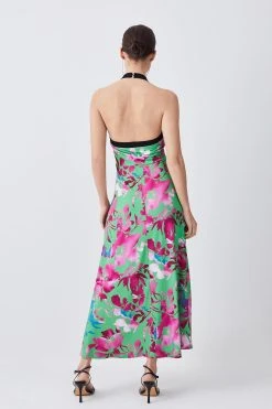 Karen Millen Petite Print Drape Jersey Midi Dress -Karen Millen shop green petite print drape jersey midi dress 2