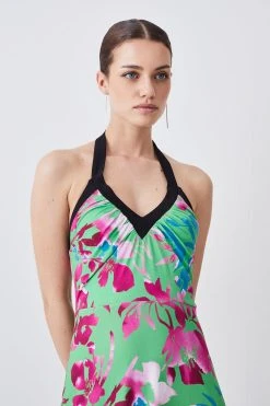 Karen Millen Petite Print Drape Jersey Midi Dress -Karen Millen shop green petite print drape jersey midi dress 3