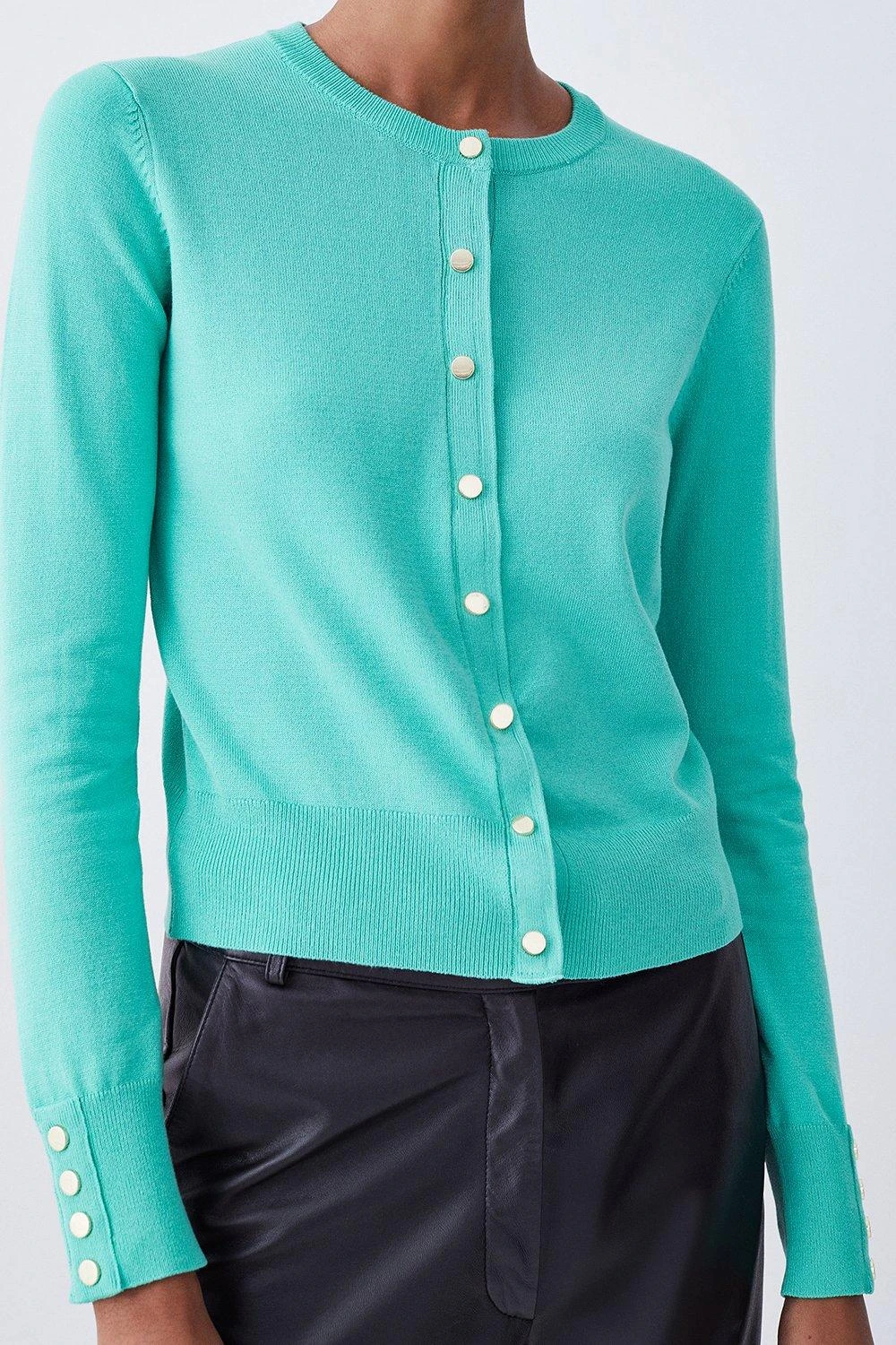 Karen Millen Petite Viscose Blend Knit Crew Neck Cardigan 4 Karen Millen Petite Viscose Blend Knit Crew Neck Cardigan - Image 2