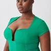 Karen Millen Plus Size Ponte Corset Panel Half Sleeve Mini Dress -Karen Millen shop green plus size ponte corset panel half sleeve mini dress