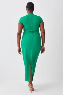 Karen Millen Plus Size Ponte Corset Panel Half Sleeve Mini Dress -Karen Millen shop green plus size ponte corset panel half sleeve mini dress 1 4