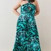 Karen Millen Plus Size Tiger Viscose Satin Maxi Dress -Karen Millen shop green plus size tiger viscose satin maxi dress