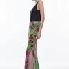 Karen Millen Silhouette Floral Bias Cut Slip Maxi Skirt -Karen Millen shop green silhouette floral bias cut slip maxi skirt