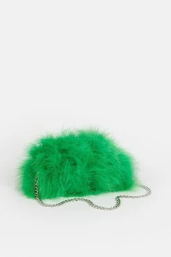 Karen Millen Small Feather Clutch Chain Bag -Karen Millen shop green small feather clutch chain bag 2