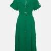 Karen Millen Soft Tailored Pleated Shirt Maxi Dress -Karen Millen shop green soft tailored pleated shirt maxi dress