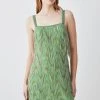 Karen Millen Square Neck Embellished Fringed Mini Dress -Karen Millen shop green square neck embellished fringed mini dress