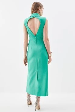 Karen Millen Tailored Open Back Blazer Maxi Dress -Karen Millen shop green tailored open back blazer maxi dress 3