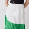Karen Millen Tall Colour Block Pleated Halter Neck Woven Midi Dress -Karen Millen shop green tall colour block pleated halter neck woven midi dress