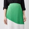 Karen Millen Tall Colour Block Pleated Woven Skirt -Karen Millen shop green tall colour block pleated woven skirt