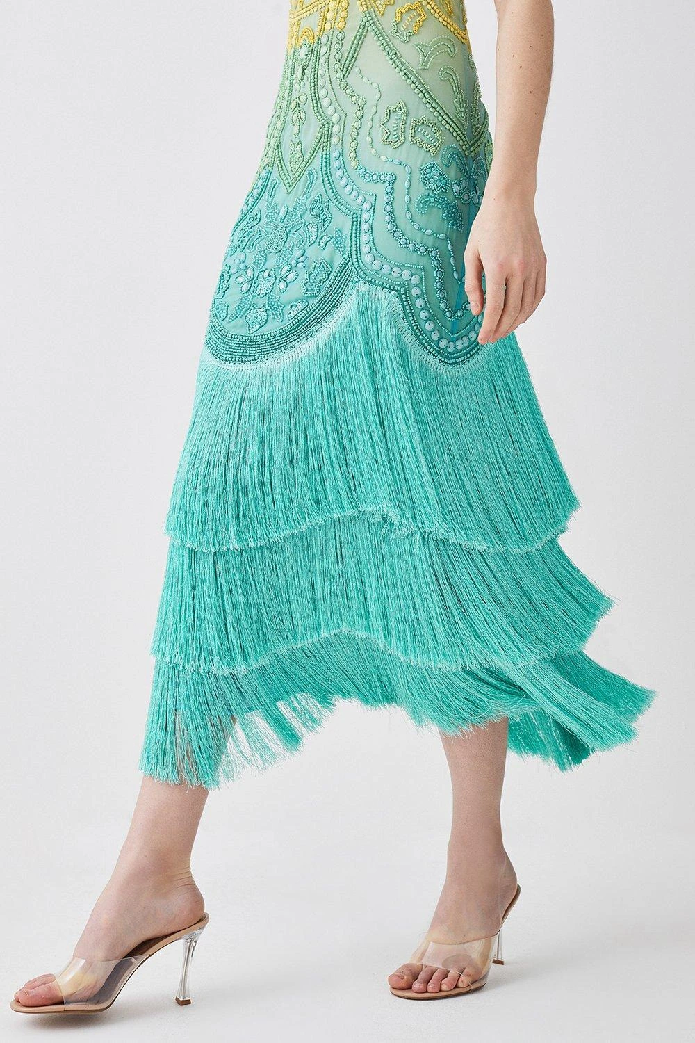 Karen Millen Tall Ombre Fringe Woven Midi Dress 4 Karen Millen Tall Ombre Fringe Woven Midi Dress - Image 2