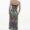 Karen Millen Tall Print Drape Jersey Midi Dress -Karen Millen shop green tall print drape jersey midi dress
