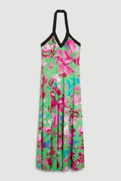 Karen Millen Tall Print Drape Jersey Midi Dress -Karen Millen shop green tall print drape jersey midi dress 2