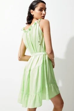 Karen Millen Tiered Mini Beach Dress -Karen Millen shop green tiered mini beach dress 4