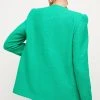 Karen Millen Tweed Collarless Tailored Jacket -Karen Millen shop green tweed collarless tailored jacket