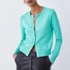 Karen Millen Viscose Blend Knitted Crew Neck Cardigan