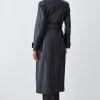 Karen Millen Clean Longline Leather Trench -Karen Millen shop grey clean longline leather trench