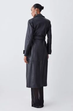 Karen Millen Clean Longline Leather Trench