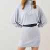 Karen Millen Belted Cashmere Blend Knit Tunic -Karen Millen shop grey marl belted cashmere blend knit tunic