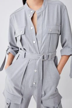 Karen Millen Straight Leg Strap Detail Flight Suit 13 Karen Millen Straight Leg Strap Detail Flight Suit -Karen Millen shop grey straight leg strap detail flight suit 5