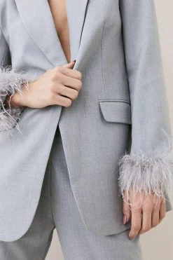 Karen Millen Tall Feather Cuff Detail Single Breasted Blazer